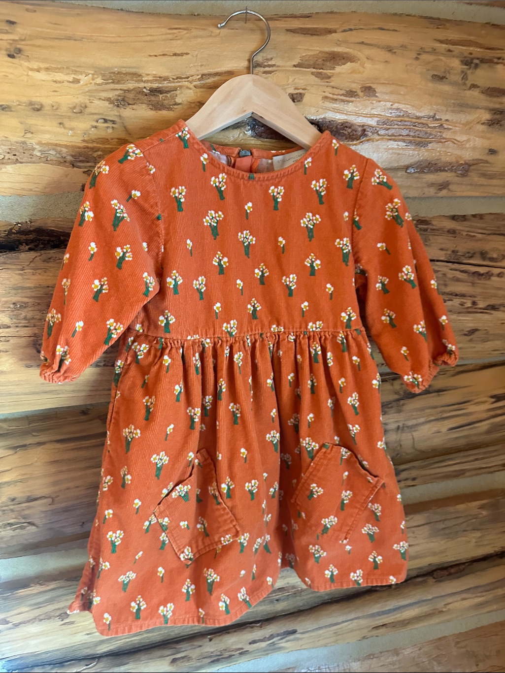 Stella Mccartney Kids Orange Floral Cord Dress